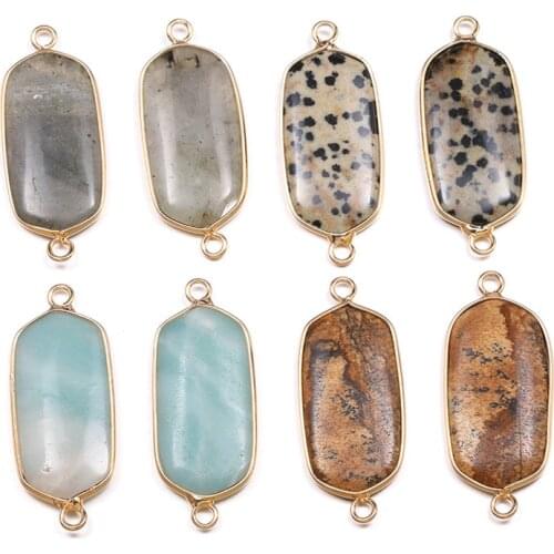 Natural Square Gold-plated Semi-precious Stone Connector Used For Jewelry Making Temperament Bracelet Accessories Size 16x40mm