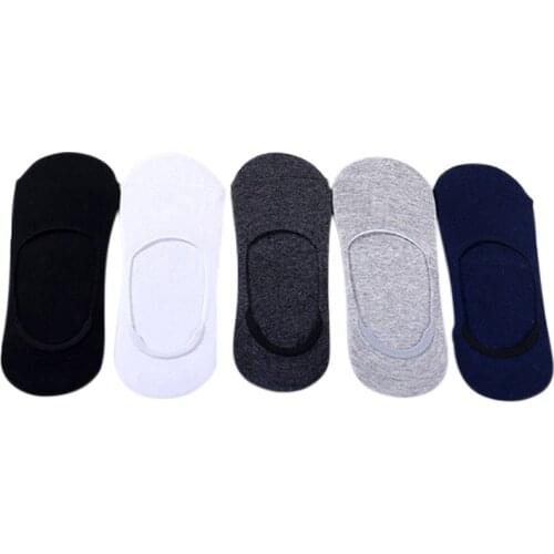 10 Pieces = 5 Pairs New 2019 Cotton No Show Socks Non Slip Men Invisible Boat Socks Silicone Anti-skid Solid Color Summer Socks