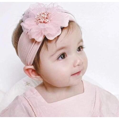 2021 New Baby Flower Headband Kids Hair Band Girl Headdress Princess Nylon Floral Headbands Photography Props Hair Accessories