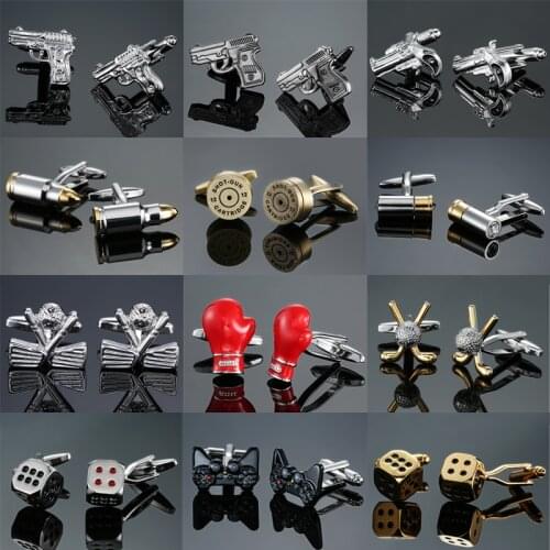 Novelty fashion shirt cufflink Golf gun Boxing glove Gamblers dice design hotsale copper material cufflinks whoelsale&retail