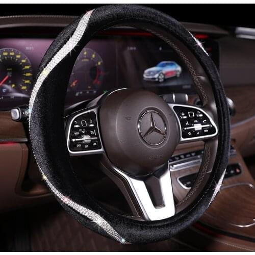 New diamond inlaid steering wheel cover automobile with drill bling steering cover Plush handle cover for four seasons