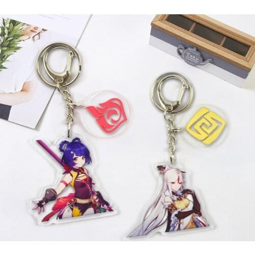 New Cartoon Anime Genshin Impact Figure Acrylic Key Chain for Womens Accessories Cute Bag Pendant Key Ring Gift