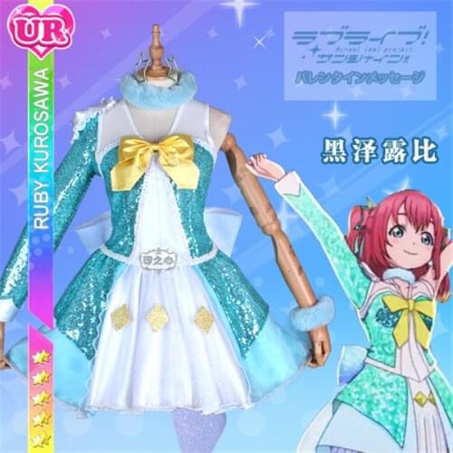 Anime clothes Love Live Sunshine Aqours Kurosawa Ruby Christmas Eve Awaken the power Cosplay Costume shiny dress A