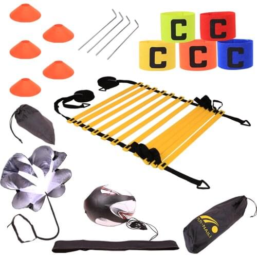 Factory Wholesale high quality adjustable soccer speed training agility ladder set with cone parachute arm band bounce belt