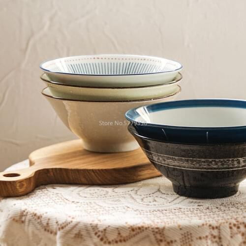 Simple 7 Inch Ramen Bowl Japanese High-quality Ceramic Tableware Noodle Bowl Big Soup Bowl Noodle Bowl Hat-shaped Ramen Bowl
