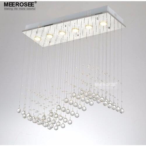Rectangle Crystal Ceiling Light Fixture Gu10 Bulbs Crystal Curtain Wave Ceiling Lights For Dining Room Deco Prompt Lampara Techo