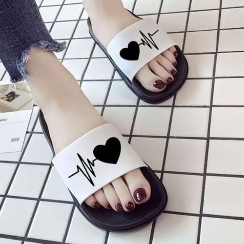 Sandals for Women 2021fashion Summer Fshion Heart Print Indoor Bedroom Home Shoes ladies Fashion Comfortable Open Toe Flip Flops