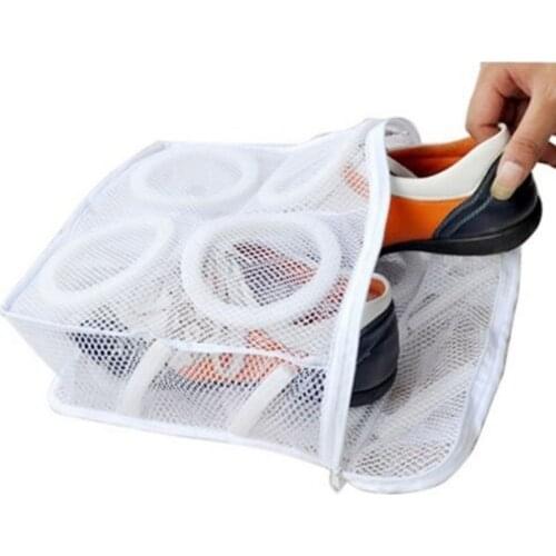 BalleenShiny Nylon Laundry Bag Wash Shoes Trainer Sports Sneaker Tennis Boots Shoes Laundry Mesh Washing Machine Bag Storage
