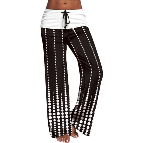 Autumn Women Loose Pants Lounge Trousers Dot Print Print Casual Stretch Waist Drawstring High Waist Long Pants Home Pajamas Pant