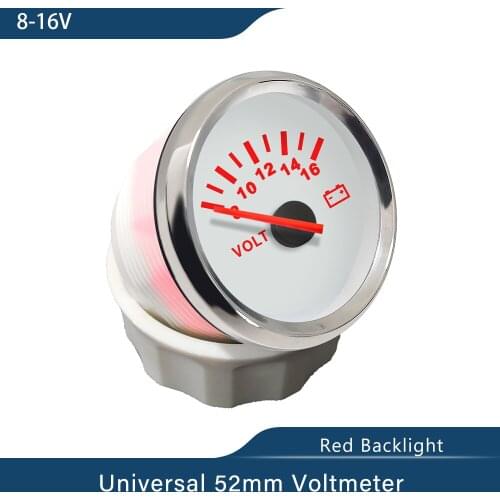 Universal Waterproof 52mm Voltmeter Volt Gauge Meter 9-16V 12V With Red Backlight For Boat Automobile Motor Yacht