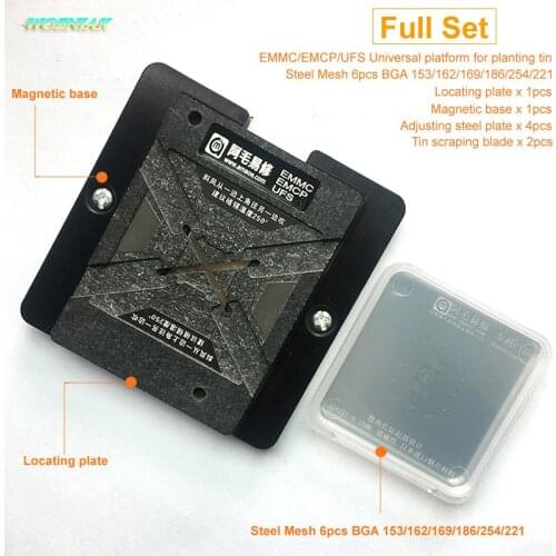Wozniak For EMMC EMCP UFS BGA 153 162 169 186 221 254 Universal Maintenance Platform for Tin Planting Tin Net Suit Chip Repair