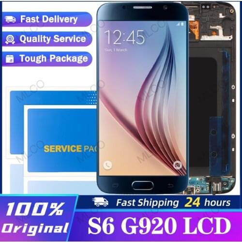 5.1'' Super Amoled Display with frame for SAMSUNG Galaxy S6 G920 G920F LCD Touch Screen Digitizer Assembly Replacement Parts