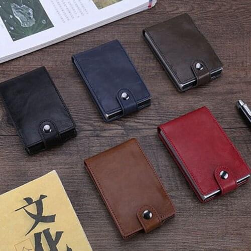 1 Piece Pu Learther Metal New Men ID Credit Card Fashion Business Credit Credit Cards Wallet Card Case Drawing Type Card Holder
