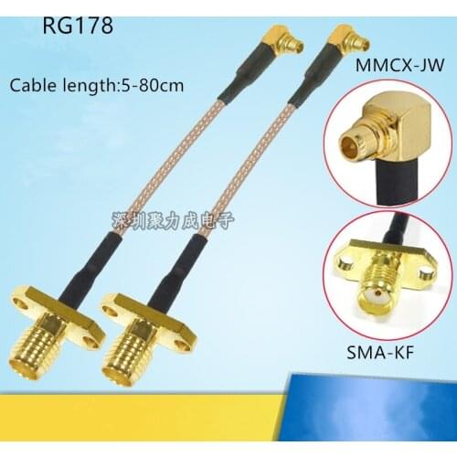 1pcs RF coaxial cable MMCX-JW to SMA-KF(inner hole) adapter cable SMA-KF to MMCX extension cable jumper 5-80cm cable length