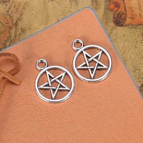 10pcs Charms Pentagram 20mm Handmade Craft Pendant Making fit,Vintage Bronze Gold Silver color,DIY For Bracelet Necklace Earring
