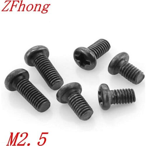 500pcs/lot wholesale M2.5*3/4/5/6/8/10/12 Steel with black Phillips pan round head machine screw Electronic screw