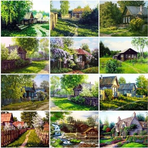 5D DIY House Diamond Painting Full Square Diamond Embroidery Diamond Mosaic Landscape Cross Stitch Kits Home Decor