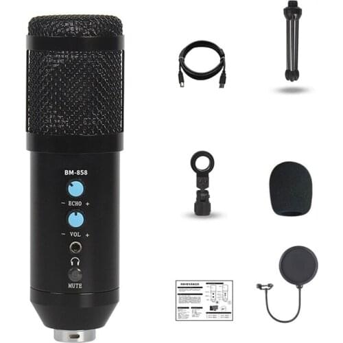 BM 858 Condenser Microphone Studio Recording BM858 USB Computer Microphone Kit YouTube Skype Recording Human Voice