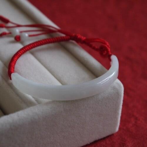 Natural A jadeite thin strips bracelets jade for men women beads bracelet with jade bracelet charm bracelet Hand-knitted rope