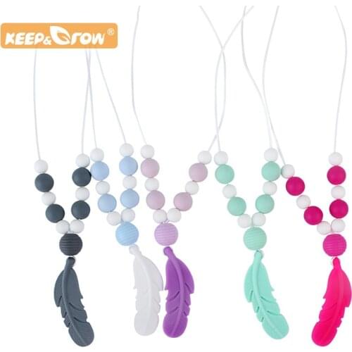 Keep&Grow 5pcs Silicone Feather Beads Tiny Rod BPA Free Silicone Teethers Baby Toys Silicon Beads Baby Teething Silicone Rodent