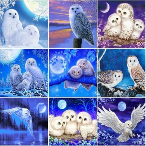 HUACAN 5D DIY Picture By Numbers Owl Animal HandPainted Unique Gift On Canvas Painting By Number Tree For Living Room