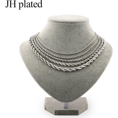 JHplated African fashion width 3 4 5 6mm length 45 50cm Men Silver color Necklaces Women give boy friends Jewelry Birthday Gift