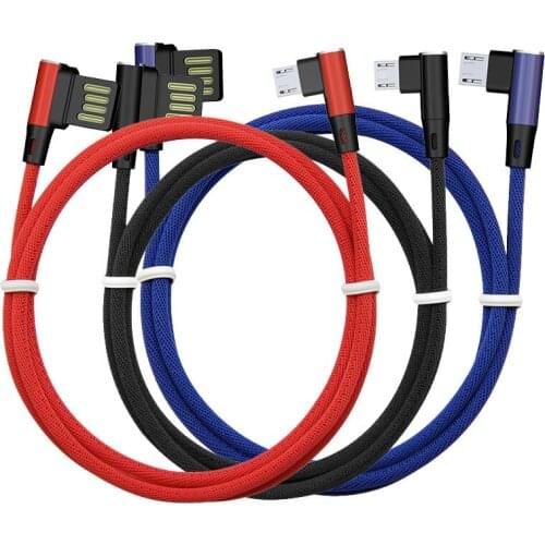 90 Degree Micro USB Cable 1M Braided Fast Charger Type C Data Sync Charging Cord For iPhone Samsung S10 S9 Note 8 Android Phone