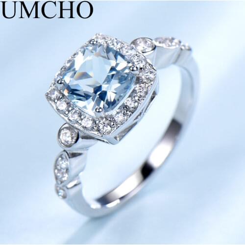 UMCHO Genuine 925 Sterling Silver Birthstone Ring Created Nano Topaz Garnet Amethyst CZ Rings Engagement For Women Fine Jewelry