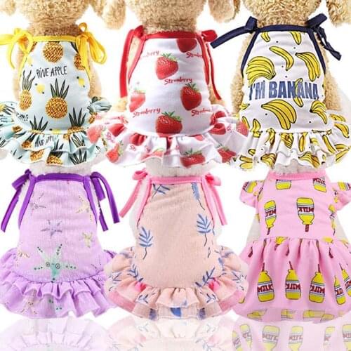 Summer Dog Dress Fruit Dog Clothes for Small Dogs Chihuahua Banana Print Dress Skirt Puppy Cat Clothing Spring Pet Clothes XS-XL