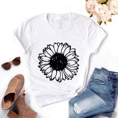 Summer Short Sleeve Loose Casual T Shirt Junior Teen Girls Graphic Tees Drop Ship Womens Sunflower T Shirts Plus Size Faith Top