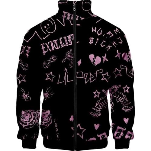 Zipper Lil Peep Men/boys Jacket Stand Collar Jackets Kpop Raglan Mens Hipster Jacket Hot Sale 3D Hip Hop Harajuku Long Sleeve