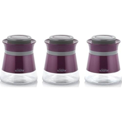 Schafer Kitchenhouse Spice Set - 3 Pieces - Purple - Gray/Triple Vacuum Cover Spice Set