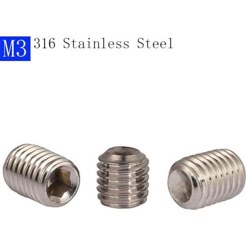 M3 - 0.5 316 Stainless Steel A4 Hex Socket Set Screws with Cup Point Grub Screws bolts DIN 916