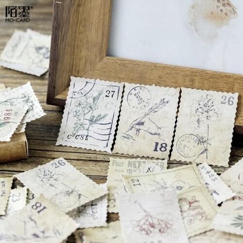 45pcs/box Stationery Stickers Vintage Stamp Sealing Label Travel Stickers Decorations Scrapbooking Diary Albums junkJournal
