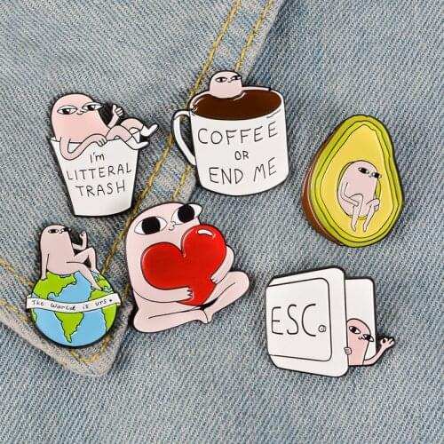 New funny brooch K metal brooch ESC land Litteral SWEEPING avocado coffee badge fashion brooch clothing accessories