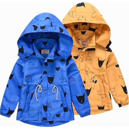 New autumn 2021 boys' and girls' printed waist windbreaker childrens hooded detachable loose casual windbreaker
