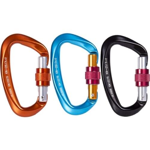 918E Professional Climbing Carabiner 25KN D-Shaped Outdoor Protective Equipment Heavy Duty Strong Hook for Rock Climbing Tree