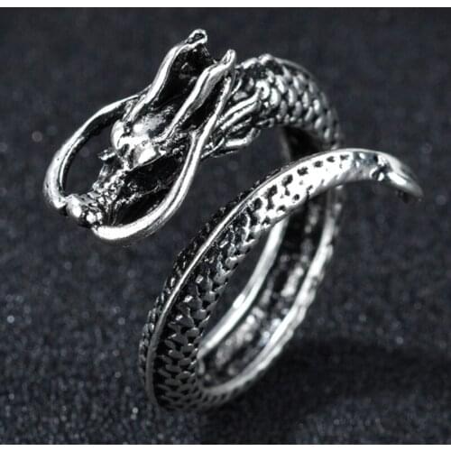 Punk Devil Dragon Gothic Evil Vampire Rings for Women Men Vintage Halloween Open Ring Statement Jewelry Gift