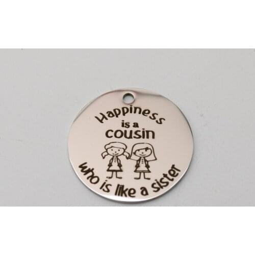 20pcs Stainless Steel Cousin Charm Happiness Is A Cousin Who Is Like A Sister Charms Pendant For DIY Handmade Accessories