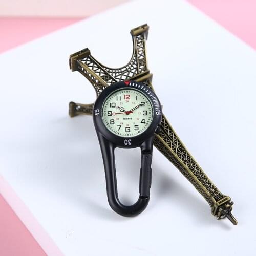 Hikers Outdoor Carabiner Watch Mini Dial Luminous Hands Quartz Watches For Backpackers Portable Pocket Fob Watch Clip on Belt