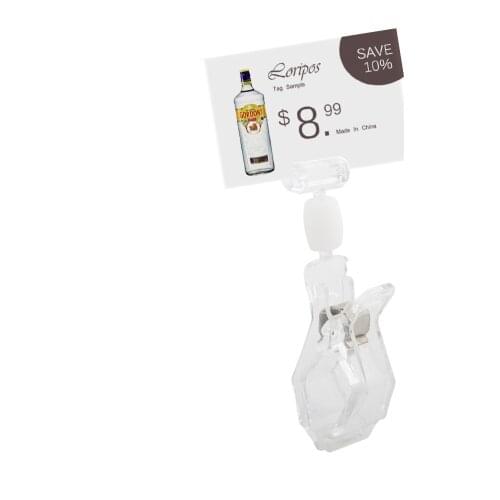 Clear Supermarket Loripos Universal 360 Degree Rotating Plastic Price Clip