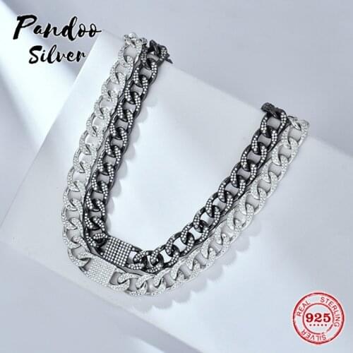 S925 Sterling Silver Jewelry 1:1 Copy,Chain Necklace,Camouflage Adjustable Necklace,Dark Grey Silver High Quality Jewelry