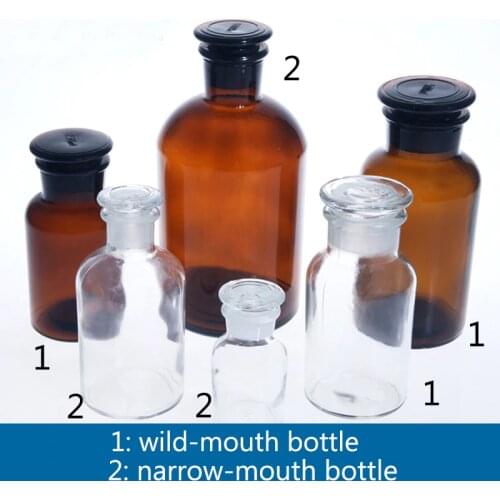 2 pieces/pack 60mL-500mL Wid/Narrow Mouth Transparent/Brow Glass Reagent Bottle Laboratory Canning jar Wild-mouth bottle