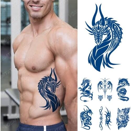 Juice Ink Tattoos Body Art Lasting Waterproof Temporary Tattoo Sticker Evil Dragon Tatoo Wings Totem Arm Fake Tatto Women Men