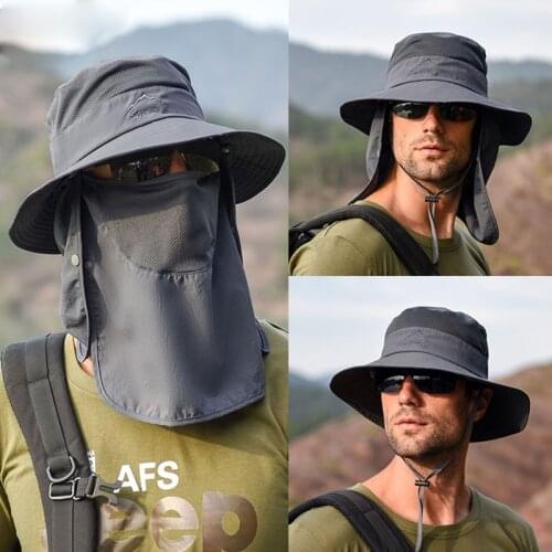 Outdoor Quick-drying Boonie Men Women Hat Wide Brim Bucket Hat Sun Protection Wide Brim Cap Fishing Hunting Summer Face Mask