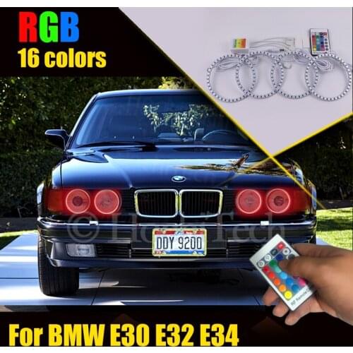 Ultra Bright RF Multi-Color Angel Eyes LED RGB Headlight Halo Ring Set for BMW E30 E32 E34