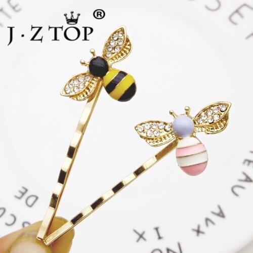 Fashion Hair Clips For Women Simple Small Bee Hairgrip Hairpins Alloy Rhinestone Hair Accessories Mujer