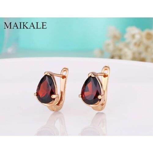 MAIKALE Simple colorful Zirconia Earrings Shape Gold Silver Color Small Stud Earrings for Women Jewelry Accessories Party