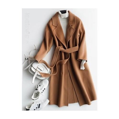 Casaca invierno mujer newautumn winter 100% wool coat women long jacket with belt Female outwear tops coat LX21