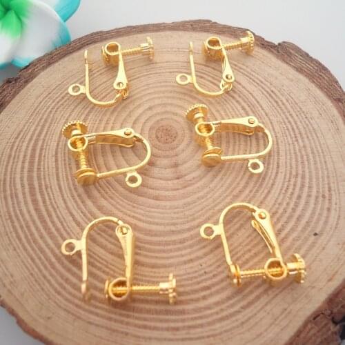10pair/lot Gold Silver Plated Lever Back Brass Copper Screw Earring Clip Findings Ear Wires Hooks Non Piercing Base Seting Diy